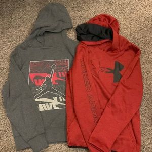 Bundle of Boys sweat shirt. Jordan and Under Armour. Both sizes 10/12 (m)